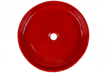 vasque à poser artisanale ronde rouge coquelicot