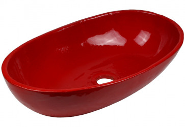 vasque a poser ceramique deco rouge