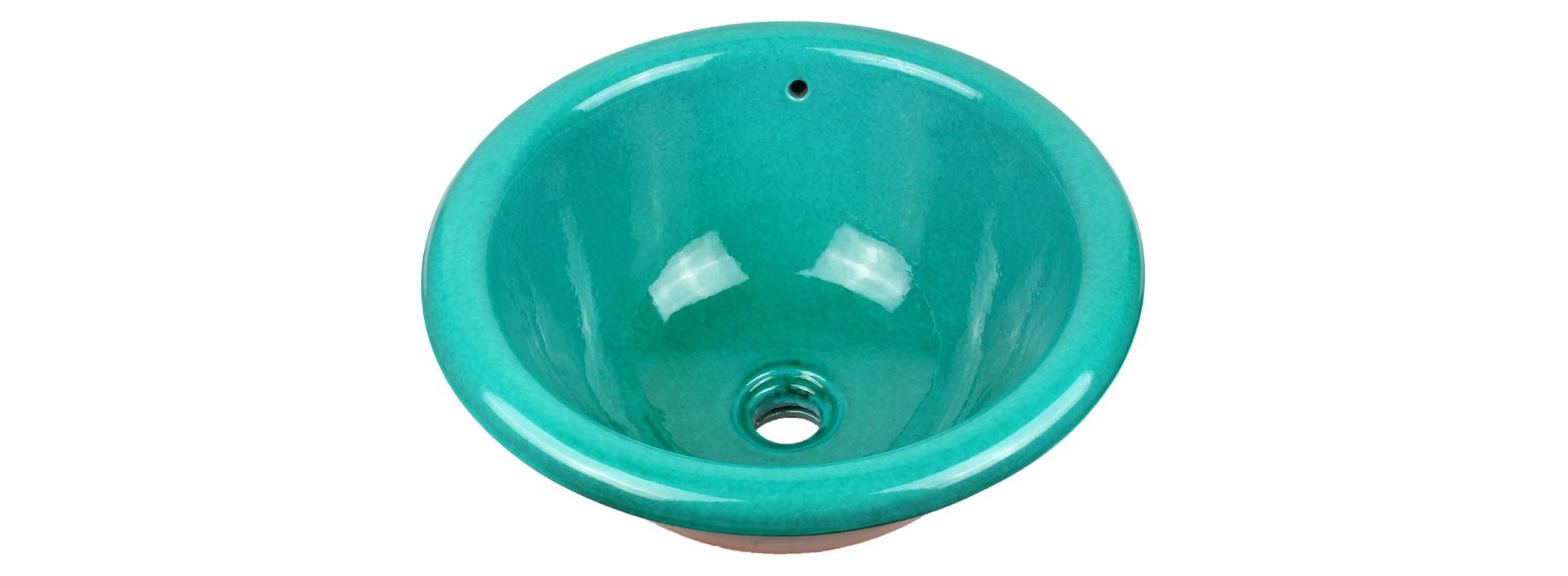 vasque a encastrer ronde bleu turquoise