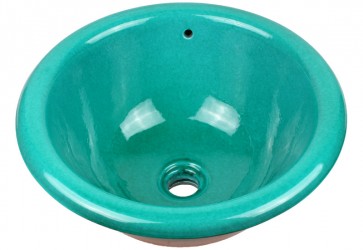 vasque a encastrer ronde bleu turquoise