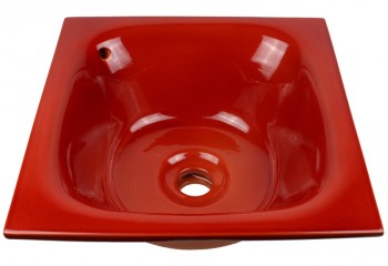 vasque a encastrer céramique rouge