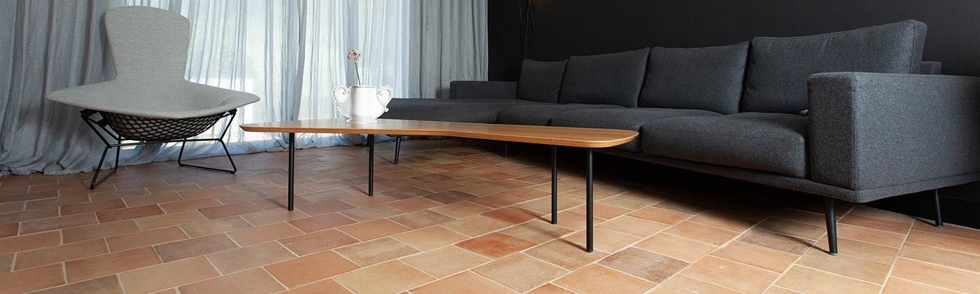 Hexagon and terracotta tiles : Smooth, Hand-added patina and Antique